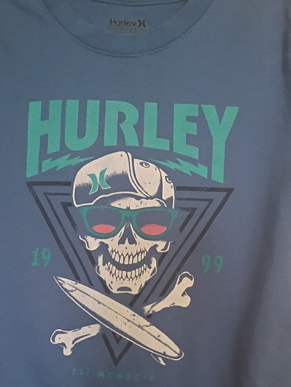 Hurley Boys' Blue Skull Graphic Tee - Picture 2 of 4